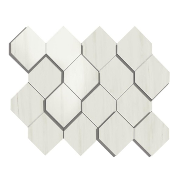 Marvel Stone Bianco Dol. Mosaico Esagono 3D Lappato 282x353 AS36 Atlas Concorde