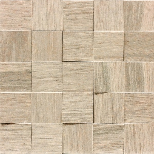 Wooden Tile Wooden Almond Mosaico Sfal 6x6 3D Incl Nat/Ret 300x300 742057 Florim