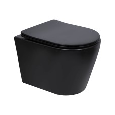 Унитаз подвесной Scorpio Ultra Quiet с сиденьем с сиденьем Soft-Close MATT BLACK QT14332380AMB Унитаз подвесной Scorpio Ultra Quiet с сиденьем с сиденьем Soft-Close MATT BLACK QT14332380AMB