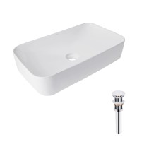 Комплект Tern: Раковина накладная прямоугольная 610x350x135 мм WHITE + Донный клапан PU02 Комплект Tern: Раковина накладная прямоугольная 610x350x135 мм WHITE + Донный клапан PU02