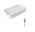 Комплект Qtap Tern: Раковина накладна прамокутна 610x350x135 мм WHITE + Донний клапан PU02