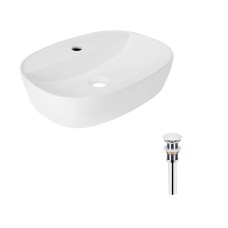 Комплект Scorpio: Раковина накладна овальна 500x380x120 мм White + Донний клапан PU02 Комплект Scorpio: Раковина накладна овальна 500x380x120 мм White + Донний клапан PU02