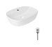 Комплект Qtap Scorpio: Раковина накладная овальная 500x380x120 мм White + Донный клапан PU02