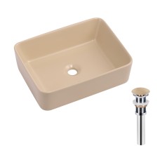 Раковина накладна Tern 480x370x135 мм, Beige, прямокутна, з донним клапаном QT17116069SB Раковина накладна Tern 480x370x135 мм, Beige, прямокутна, з донним клапаном QT17116069SB