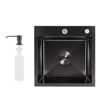 Мийка для кухні інтегрована Handmade H4545HB Decor Black PVD Honeycomb 2,5/0,5 мм LDH4545HDECBLM49438 Мийка для кухні інтегрована Handmade H4545HB Decor Black PVD Honeycomb 2,5/0,5 мм LDH4545HDECBLM49438