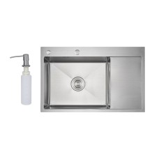 Мийка для кухні інтегрована Handmade Max 500 H7849R Brushed Steel, 3,0/1,0 мм, крило праворуч, збільшена чаша LDH7849RBRU49464 Мийки з нержавіючої сталі — сторінка 6