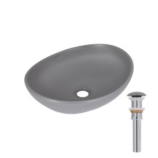 Раковина накладная Dove 415x340x140 мм, Stone grey, овальная, с донным клапаном QTDOV188SG49783 Раковина накладная Dove 415x340x140 мм, Stone grey, овальная, с донным клапаном QTDOV188SG49783