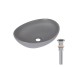 Раковина накладна Qtap Dove 415x340x140 мм, Stone grey, овальна, з донним клапаном QTDOV188SG49783