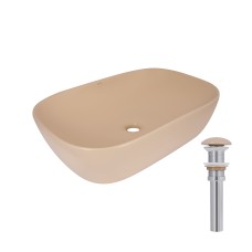 Раковина накладна Robin 600x390x150 мм, Beige, прямокутна, з донним клапаном QTROB188SB49787 Раковина накладна Robin 600x390x150 мм, Beige, прямокутна, з донним клапаном QTROB188SB49787