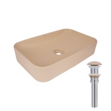 Раковина накладная Tern 610x350x135 мм, Beige, прямоугольная, с донным клапаном QTTER188SB49790 Раковина накладная Tern 610x350x135 мм, Beige, прямоугольная, с донным клапаном QTTER188SB49790