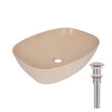Раковина накладная Cardinal 500х380х140 мм, Beige, прямоугольная, с донным клапаном QTCAR188SB49825