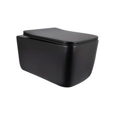 Унитаз подвесной Gemini Ultra Quiet 485×340×350 мм, Matt Black, с сиденьем Slim Duroplast / Soft-close / Quick Release QTGEM28BLM50505 Унитаз подвесной Gemini Ultra Quiet 485×340×350 мм, Matt Black, с сиденьем Slim Duroplast / Soft-close / Quick Release QTGEM28BLM50505