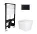 Готовое решение Qtap для ванной комнаты: подвесной унитаз Tern Ultra Quiet 525x345x360 + комплект инсталляции Standard (линейная кнопка Black)