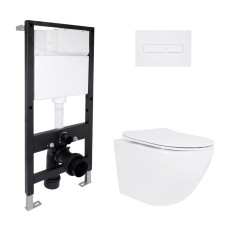 Готове рішення для ванної кімнати: підвісний унітаз Jay Rimless 485x360x320 + комплект інсталяції Standard (лінійна клавіша White) Інсталяції для унітаза — сторінка 18
