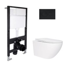Готове рішення для ванної кімнати: підвісний унітаз Jay Rimless 520x360x320 + комплект інсталяції Standard (кругла клавіша Black) Інсталяції для унітаза — сторінка 20
