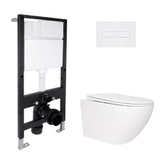 Готове рішення для ванної кімнати: підвісний унітаз Jay Rimless 520x360x320 + комплект інсталяції Standard (лінійна клавіша White) Інсталяції для унітаза — сторінка 18