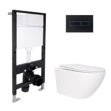 Готове рішення для ванної кімнати: підвісний унітаз Jay Rimless 520x360x320 + комплект інсталяції Standard (лінійна клавіша Black) Інсталяції для унітаза — сторінка 19