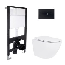 Готовое решение для ванной комнаты: подвесной унитаз Jay Ultra Quiet 520x360x320 + комплект инсталляции Standard (линейная кнопка Black) Инсталляции для унитаза — страница 19