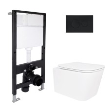 Готове рішення для ванної кімнати: підвісний унітаз Crow Rimless 485x340x330 + комплект інсталяції Standard (кругла клавіша Black) Інсталяції для унітаза — сторінка 20