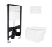 Готовое решение Qtap для ванной комнаты: подвесной унитаз Crow Rimless 485x340x330 + комплект инсталляции Standard (линейная кнопка White)