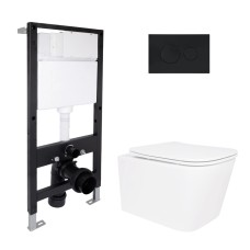 Готовое решение для ванной комнаты: подвесной унитаз Crow Ultra Quiet 520x360x290 + комплект инсталляции Standard (круглая кнопка Black) Инсталляции для унитаза — страница 21