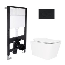 Готове рішення для ванної кімнати: підвісний унітаз Crow Rimless 520x360x290 + комплект інсталяції Standard (кругла клавіша Black) Інсталяції для унітаза — сторінка 20
