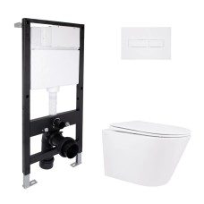 Готовое решение для ванной комнаты: подвесной унитаз Swan Rimless 520x360x320 + комплект инсталляции Standard (линейная кнопка White) Инсталляции для унитаза — страница 19