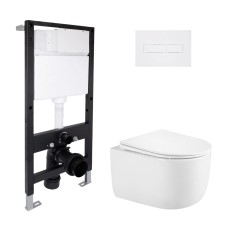 Готовое решение для ванной комнаты: подвесной унитаз Taurus Ultra Quiet 485x360x350 + комплект инсталляции Standard (линейная кнопка White) Инсталляции для унитаза — страница 19