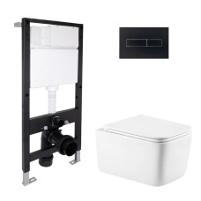 Готовое решение для ванной комнаты: подвесной унитаз Gemini Ultra Quiet 520x360x350 + комплект инсталляции Standard (линейная кнопка Black) Инсталляции для унитаза — страница 19