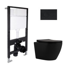 Готовое решение для ванной комнаты: подвесной унитаз Robin New Ultra Quiet 490x365x325 + комплект инсталляции Standard (круглая кнопка Black) Инсталляции для унитаза — страница 25