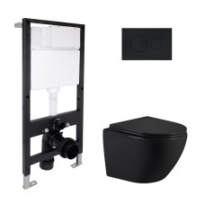 Готовое решение для ванной комнаты: подвесной унитаз Jay Ultra Quiet 485x360x320 + комплект инсталляции Standard (круглая кнопка Black) Инсталляции для унитаза — страница 25