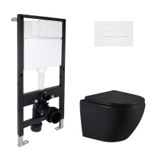 Готове рішення для ванної кімнати: підвісний унітаз Jay Ultra Quiet 485x360x320 + комплект інсталяції Standard (лінійна клавіша White)