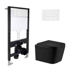 Готовое решение для ванной комнаты: подвесной унитаз Crow Ultra Quiet 485x340x290 + комплект инсталляции Standard (линейная кнопка White) Готовое решение для ванной комнаты: подвесной унитаз Crow Ultra Quiet 485x340x290 + комплект инсталляции Standard (линейная кнопка White)