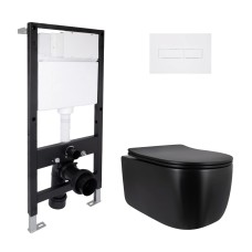 Готове рішення для ванної кімнати: підвісний унітаз Taurus Ultra Quiet 515x360x350 + комплект інсталяції Standard (лінійна клавіша White)
