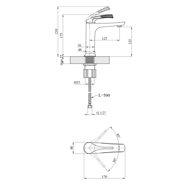 Смеситель для раковины Kroner KRP Axis Line - GRP010 Kroner