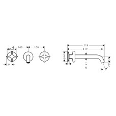 Змішувач AXOR One Cross 220 для умивальника зі стіни на 3 отвори Brushed Nickel 48140820 ONE Сантехніка Axor (HansGrohe) — сторінка 9