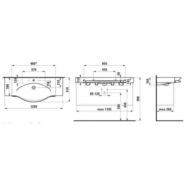 Умивальник Palace 1200 мм H8127040001041 LAUFEN LAUFEN