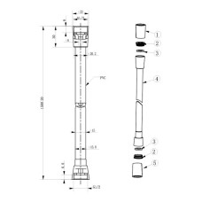 D113000001000BN Flow Душовий шланг з латунними гайками G1/2’’ довжиною 1,5 м, brushed nickel (1 сорт) Flow