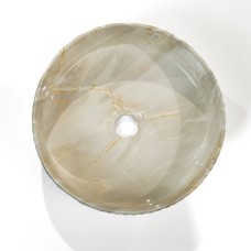 Раковина накладная, круглая 36 см Glamour, ребристая мраморный эффект серый\бег CE-63-703