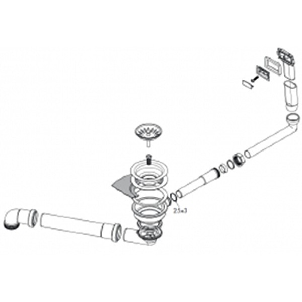 Сифон D14-10 з переливом для мийки зі сталі на одну чашу (43921800) Stainless Steel