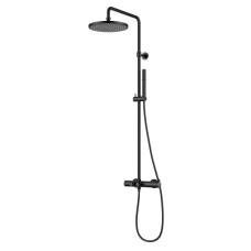 SMART CLICK система душова (термостат для душа, кнопки, вернній душ 255 мм коло латунь, ручний душ стік латунь 2 режими, шланг 180 см), чорний