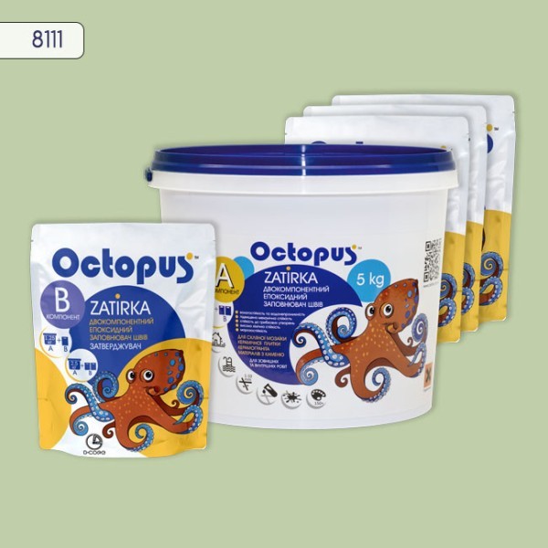 Двокомпонентна епоксидна затирка фуга для плитки і мозаїки ТМ "OCTOPUS",  колір  8111 5 кг. 