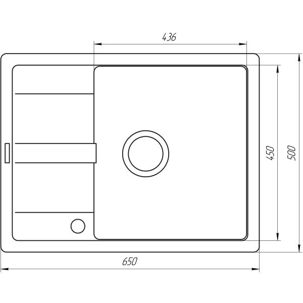 Гранитная мойка Globus Lux ONE серый металлик 650х500мм-А0003 Globus Lux