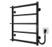 Рушникосушарка електрична Ladder П5 500х600 Deffi нержавіюча сталь (Чорний, JD03, Праве підключення) 
