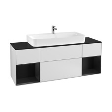 FINION Тумба под умывальник 1600x603x501 White Matt Lacquer/Black Matt Lacquer, стекло Black (G212PDMT) FINION Тумба под умывальник 1600x603x501 White Matt Lacquer/Black Matt Lacquer, стекло Black (G212PDMT)