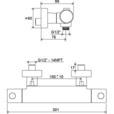 PU 033.00/150 Термостатичний настінний змішувач для душу Puri 150 мм