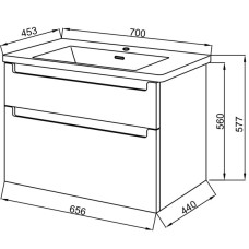 Тумба Ельба ТПБ-2 Д 70 з умивальником Канте