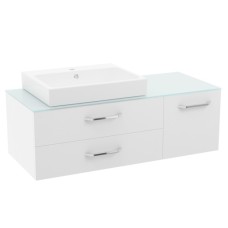 EON комплект мебели 120см, blanco: тумба подвесная со столешницей, 2 ящика, 1 дверца + умывальник накладной
