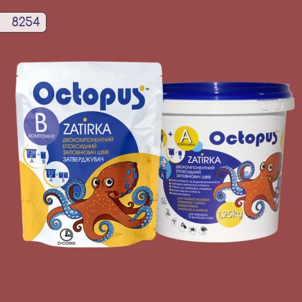 Двокомпонентна епоксидна затирка фуга для плитки і мозаїки ТМ "OCTOPUS",  колір  8254 1,25 кг 