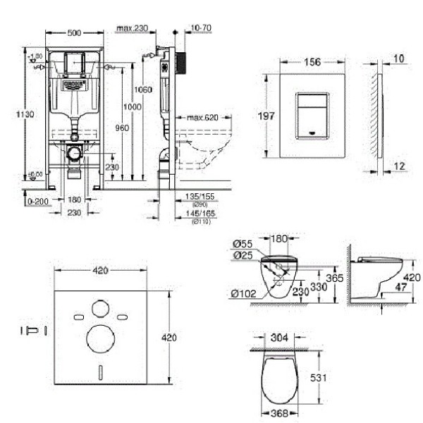 Комплект Інсталяція для унітаза 5 в 1 Rapid SL (39586000), Grohe Grohe